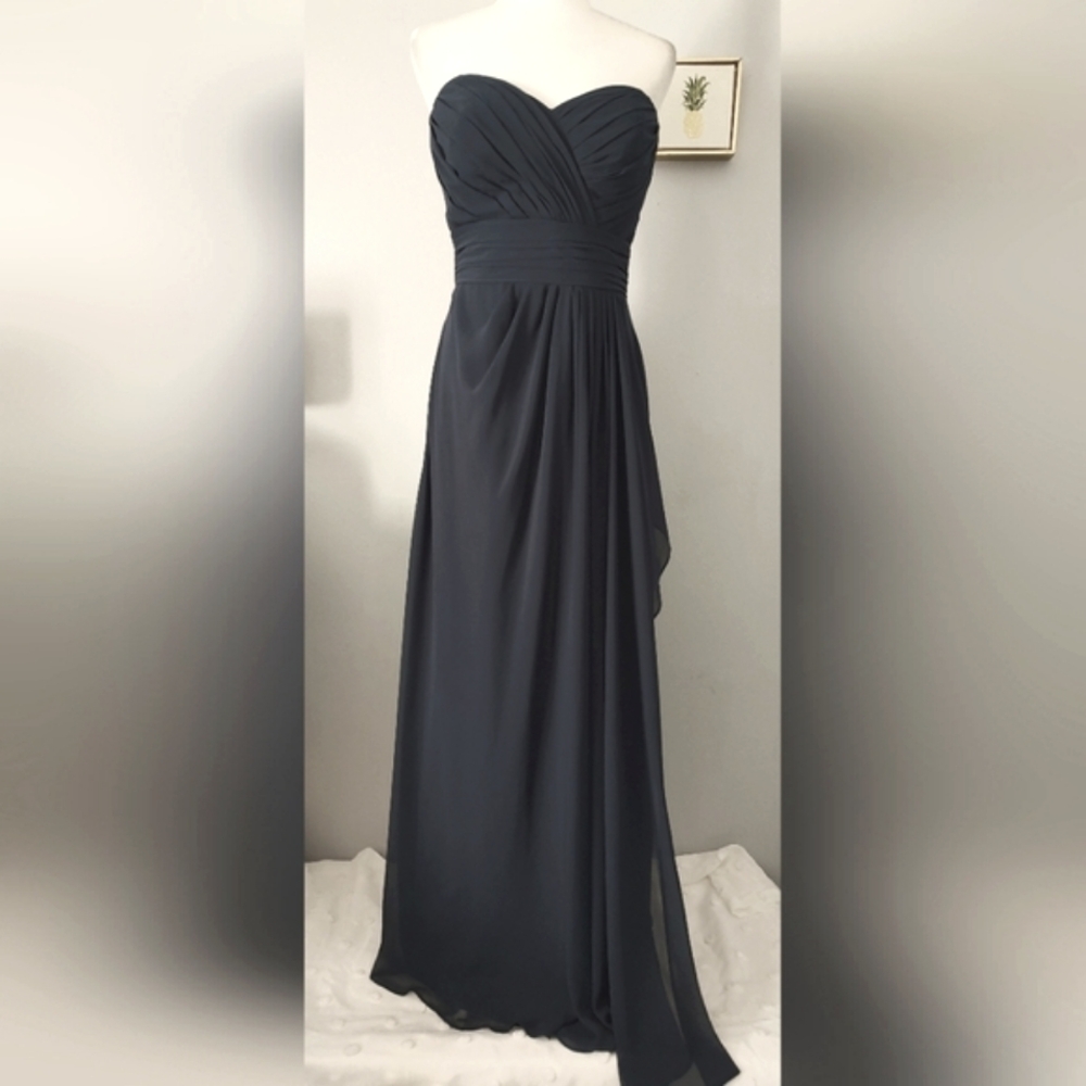 Bill Levkoff Prom Bridesmaid cocktail wedding dress women  size 8 Navy Blue